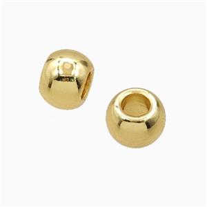 Copper Round Beads Large Hole Smooth Gold Plated, approx 8mm, 3mm hole
