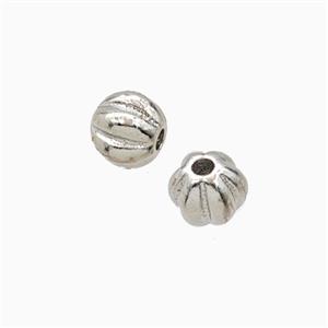 Copper Round Beads Ribbed Platinum Plated, approx 7mm