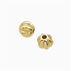 Copper Round Beads Ribbed Gold Plated, approx 7mm