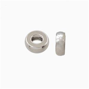 Copper Rondelle Beads Large Hole Smooth Platinum Plated, approx 3x8mm, 3mm hole