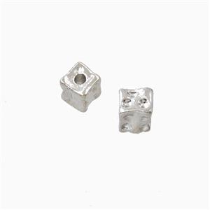 Copper Cube Beads Hammered Platinum Plated, approx 5mm