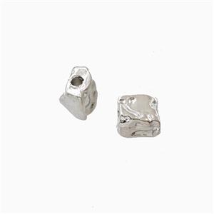 Copper Cube Beads Hammered Platinum Plated, approx 4x6x6mm