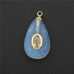 White Opalite Teardrop Pendant Pave Zirconia, approx 10-16mm