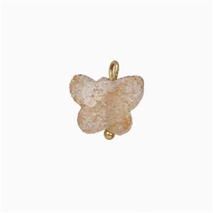 Pink Strawberry Quartz Butterfly Pendant, approx 8-10mm