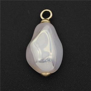 White Pearlized Plastic Pendant Freeform, approx 14-20mm