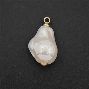 White Pearlized Plastic Pendant Freeform, approx 11-15mm