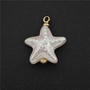 White Pearlized Plastic Pendant Starfish, approx 15mm