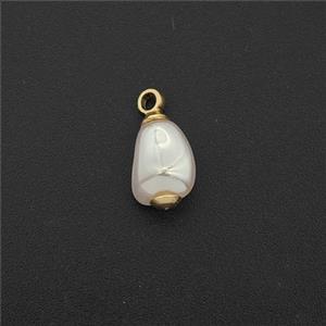 White Pearlized Plastic Pendant Freeform, approx 7-8mm