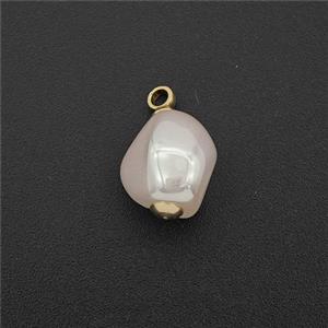White Pearlized Plastic Pendant Freeform, approx 9-10mm