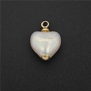 White Pearlized Plastic Pendant Heart, approx 10mm
