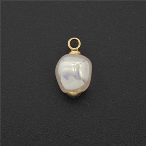 White Pearlized Plastic Pendant Freeform, approx 7-8mm