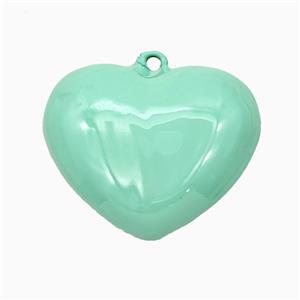 Copper Heart Pendant Green Enamel, approx 40mm