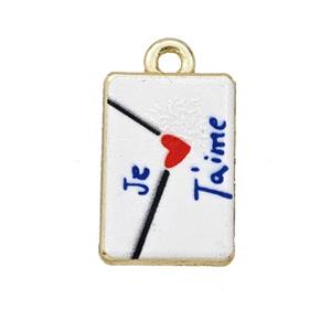 Alloy Rectangle Pendant Envelope Painted Gold Plated, approx 11-17mm