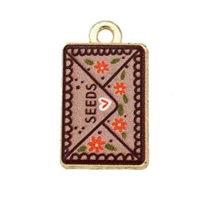 Alloy Rectangle Pendant Envelope Painted Gold Plated, approx 11-17mm