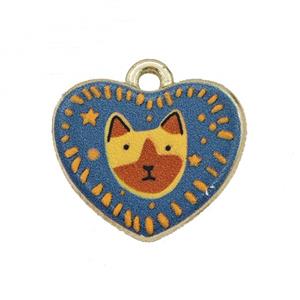 Alloy Heart Pendant Dog Painted Gold Plated, approx 15-18mm