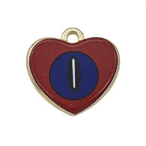 Alloy Heart Pendant Eye Painted Gold Plated, approx 15-18mm
