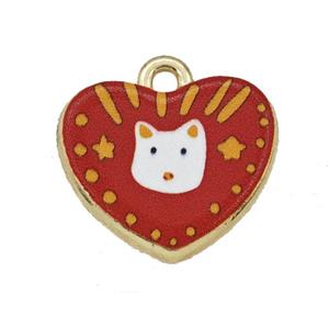 Alloy Heart Pendant Dog Painted Gold Plated, approx 15-18mm