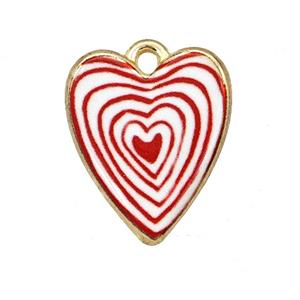 Alloy Heart Pendant Painted Gold Plated, approx 15-18mm
