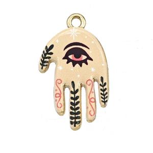 Alloy Hamsahand Pendant Eye Painted Gold Plated, approx 15-17mm
