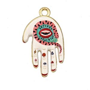 Alloy Hamsahand Pendant Lips Painted Gold Plated, approx 15-17mm