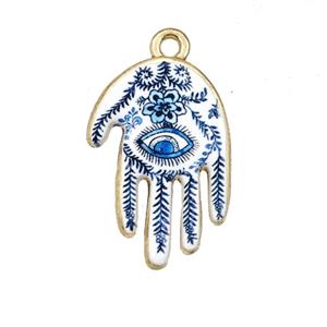 Alloy Hamsahand Pendant EyeFlower Painted Gold Plated, approx 15-17mm