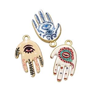 Alloy Hamsahand Pendant Painted Gold Plated Mixed, approx 15-17mm