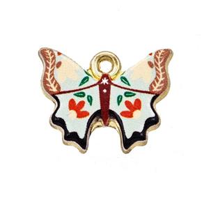 Alloy Butterfly Pendant Painted Gold Plated, approx 15-19mm