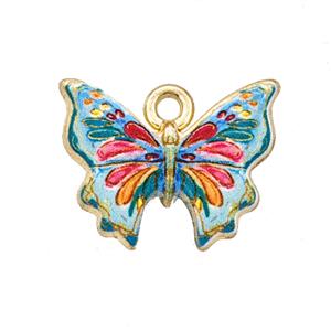 Alloy Butterfly Pendant Painted Gold Plated, approx 15-19mm