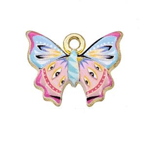 Alloy Butterfly Pendant Painted Gold Plated, approx 15-19mm