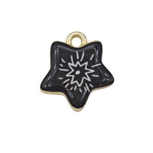 Alloy Star Pendant Painted Gold Plated, approx 15mm