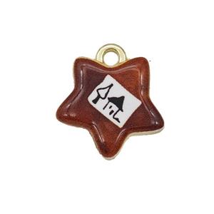 Alloy Star Pendant Painted Gold Plated, approx 15mm