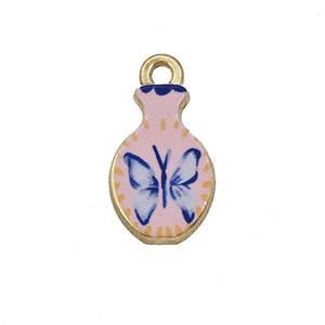 Alloy Bottle Pendant Butterfly Painted Gold Plated, approx 10-16mm