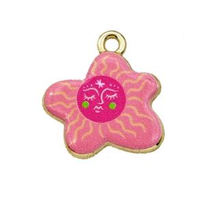 Alloy Starfish Pendant Painted Gold Plated, approx 15-17mm