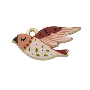 Alloy Birds Pendant Painted Gold Plated, approx 12-25mm