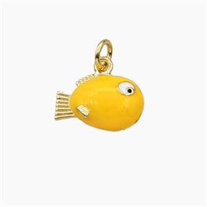 Copper Fish Pendant Orange Enamel Gold Plated, approx 9-14mm