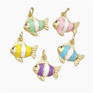 Copper Fish Pendant Enamel Gold Plated Mixed, approx 11-14mm