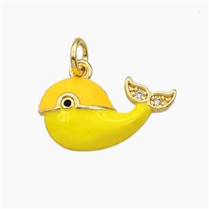 Copper Dolphin Pendant Orange yellow Enamel Gold Plated, approx 10-18mm