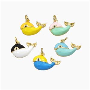 Copper Dolphin Pendant Enamel Gold Plated Mixed, approx 10-18mm