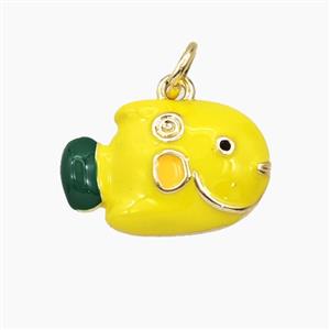 Copper Fish Pendant Yellow Enamel Gold Plated, approx 11-17mm