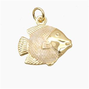 Copper Fish Pendant Painted Gold Plated, approx 14-17mm