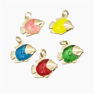 Copper Fish Pendant Painted Gold Plated Mixed, approx 14-17mm