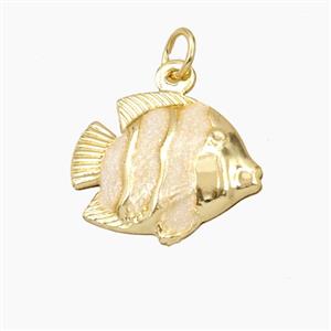 Copper Fish Pendant Painted Gold Plated, approx 14-17mm