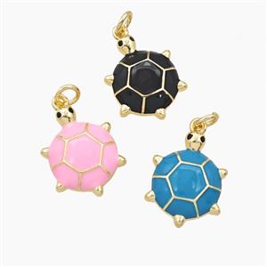 Copper Tortoise Pendant Enamel Gold Plated Mixed, approx 14-18mm