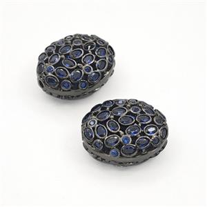 Copper Oval Beads Pave Zirconia Black Plated, approx 16-19mm