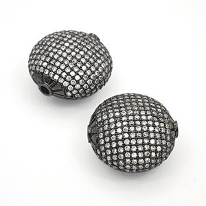 Copper Button Beads Pave Zirconia Black Plated, approx 25mm