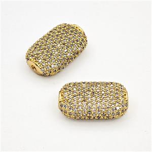 Copper Rectangle Beads Pave Zirconia Gold Plated, approx 11-18mm