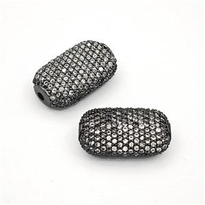 Copper Rectangle Beads Pave Zirconia Black Plated, approx 11-18mm