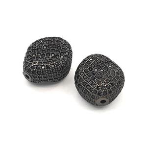 Copper Beads Pave Zirconia Black Plated, approx 17-20mm