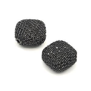 Copper Rhombus Beads Pave Zirconia Black Plated, approx 18-20mm