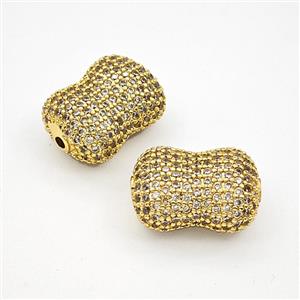 Copper Penut Beads Pave Zirconia Gold Plated, approx 15-20mm